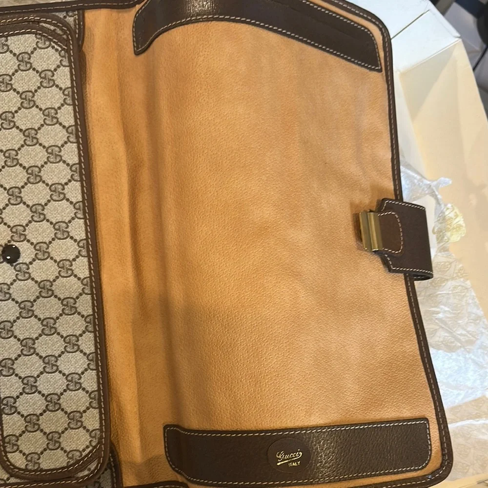 Gucci Brown and Black Briefcase with Signature Design